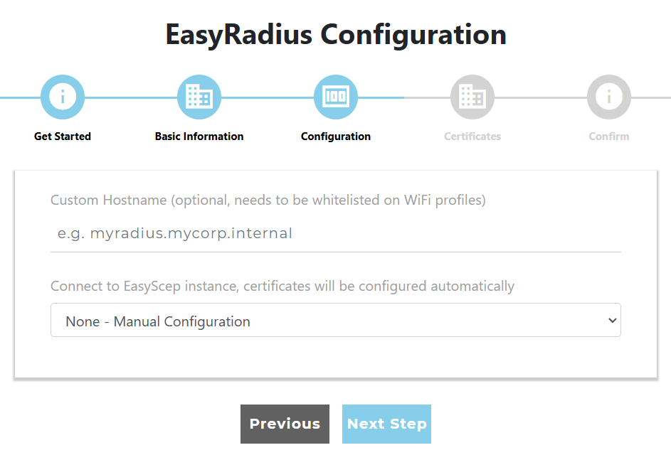 EasyRadius wizard step 2